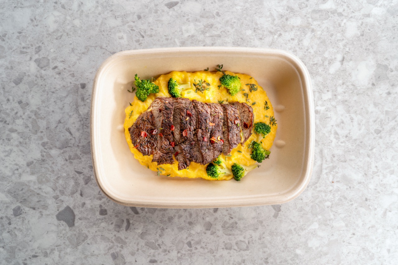 Steak with Mashed Pumpkin Potato